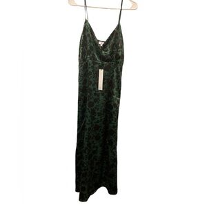 NSR Maxi Dress Dark Green With Flowers Size Small NWT